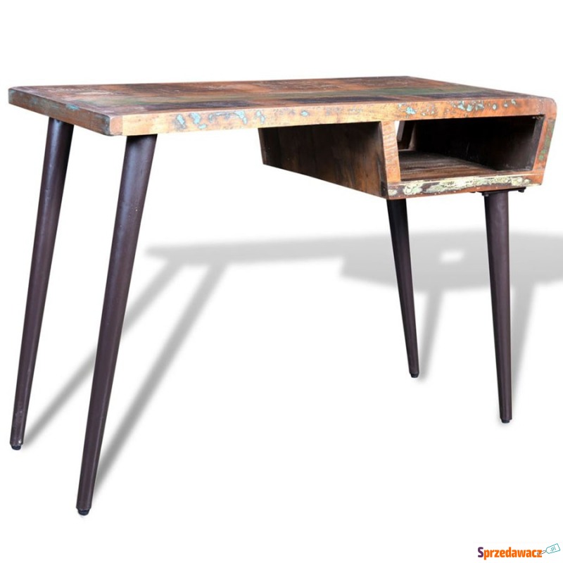 Drewniane biurko z metalowymi nogami - Biurka - Łomża