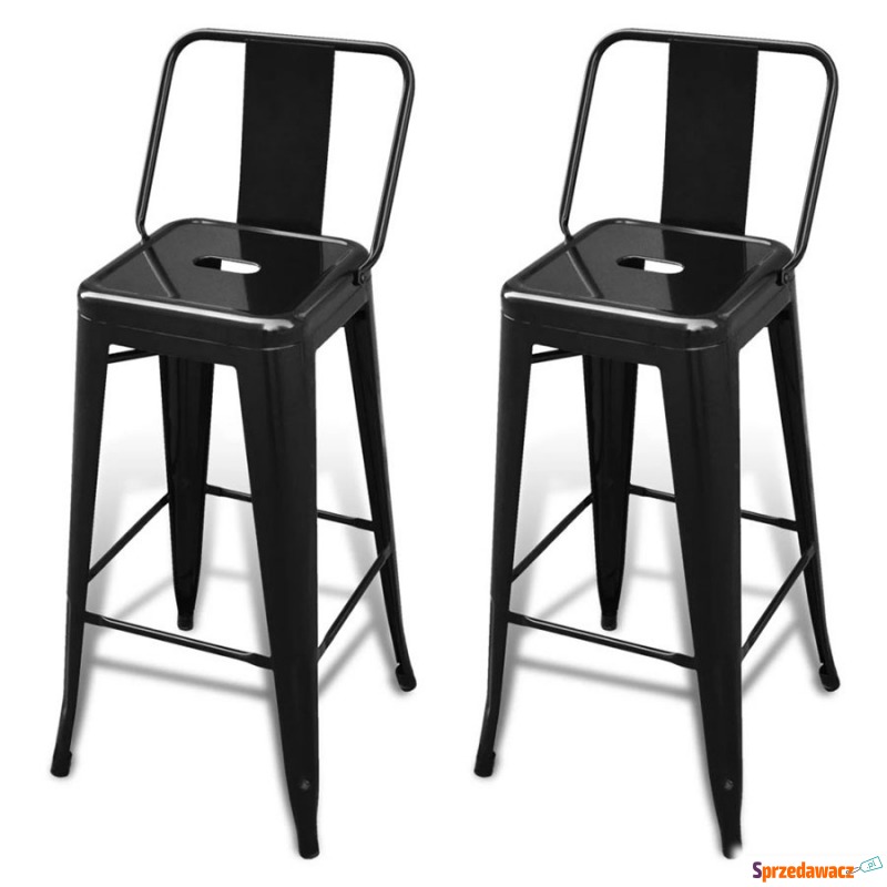 Kwadratowe krzesła barowe 2 szt. czarne - Taborety, stołki, hokery - Puławy
