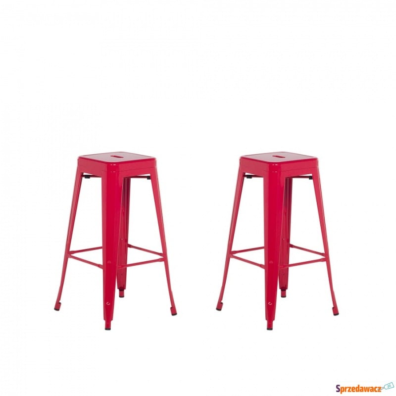 Zestaw 2 krzeseł barowych czerwone wysokość 76... - Taborety, stołki, hokery - Ruda Śląska