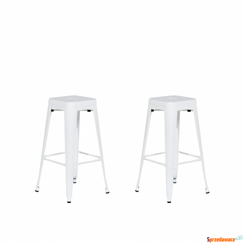Zestaw 2 krzeseł barowych białe wysokość 76 cm... - Taborety, stołki, hokery - Bezrzecze