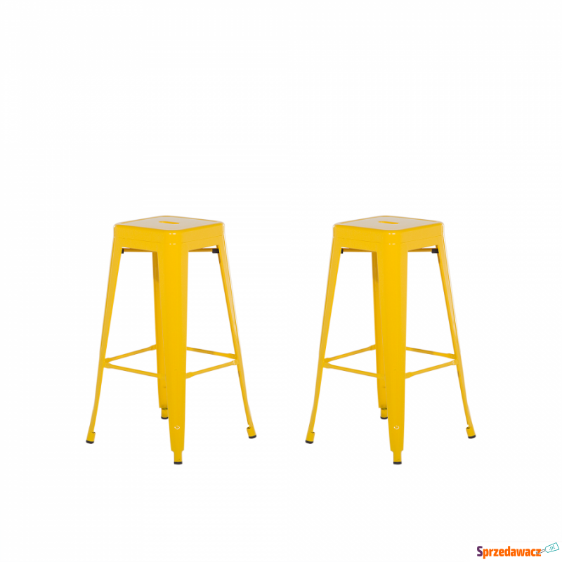 Zestaw 2 krzeseł barowych żółte wysokość 76 c... - Taborety, stołki, hokery - Brodnica