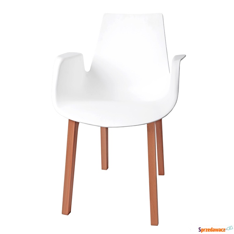 Krzesło do kuchni Mokka białe drewniane nogi - Krzesła kuchenne - Żnin