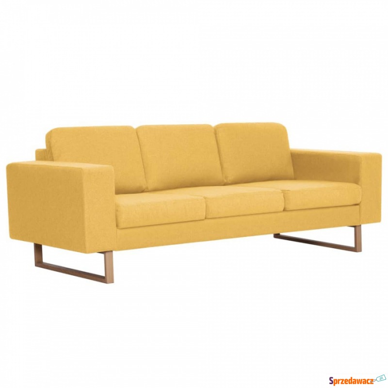 Sofa 3-osobowa tapicerowana tkaniną żółta - Sofy, fotele, komplety... - Knurów