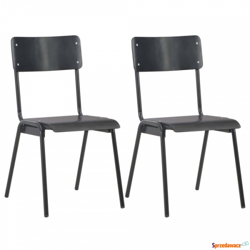 Krzesła do kuchni 2 szt. czarne sklejka i stal - Krzesła kuchenne - Nowa Ruda