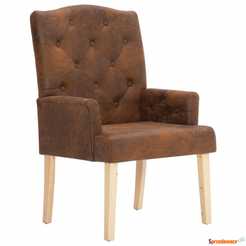 Fotel brązowy sztuczna skóra zamszowa - Krzesła biurowe - Chorzów