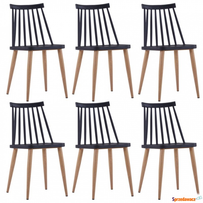 Krzesła do kuchni 6 szt. czarne plastik i stal - Krzesła kuchenne - Łapy