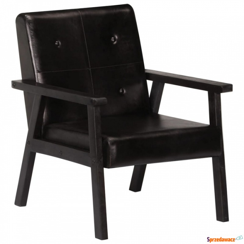Fotel, czarny, 61x70x74 cm, prawdziwa skóra - Krzesła biurowe - Szczecinek