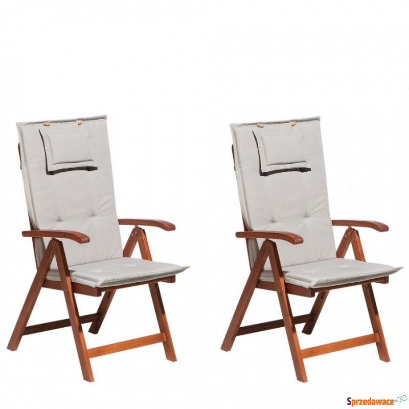Zestaw 2 krzeseł ogrodowych drewnianych z sza... - Krzesła ogrodowe - Żelice