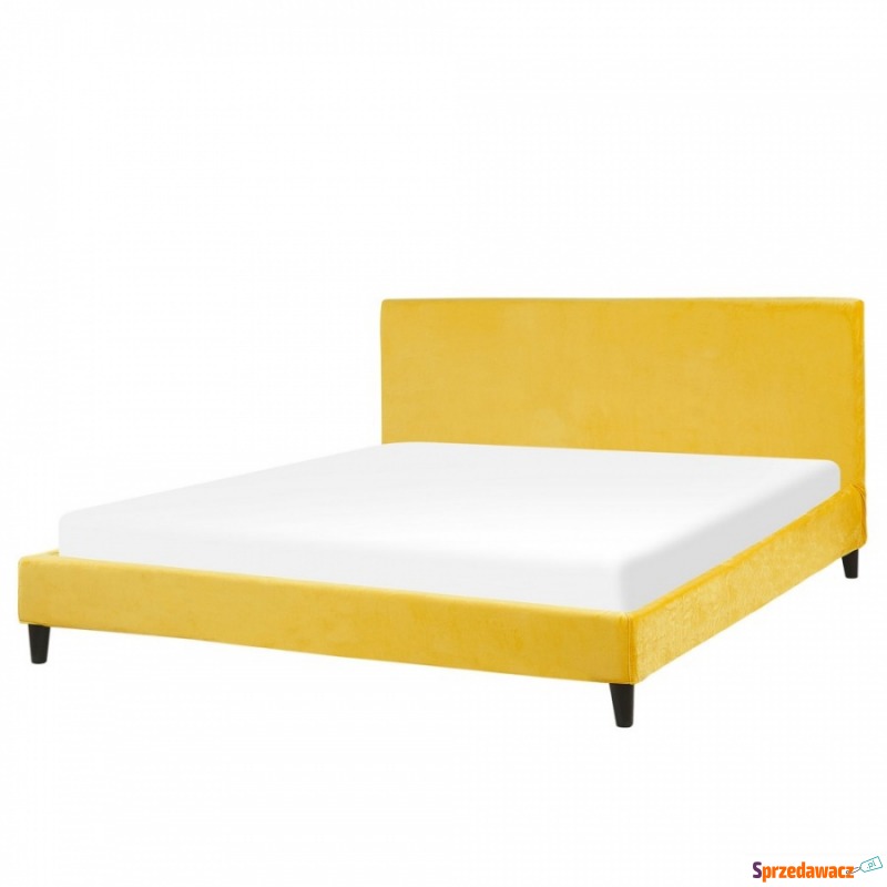 Łóżko welurowe 180 x 200 cm żółte FITOU - Łóżka - Zgorzelec