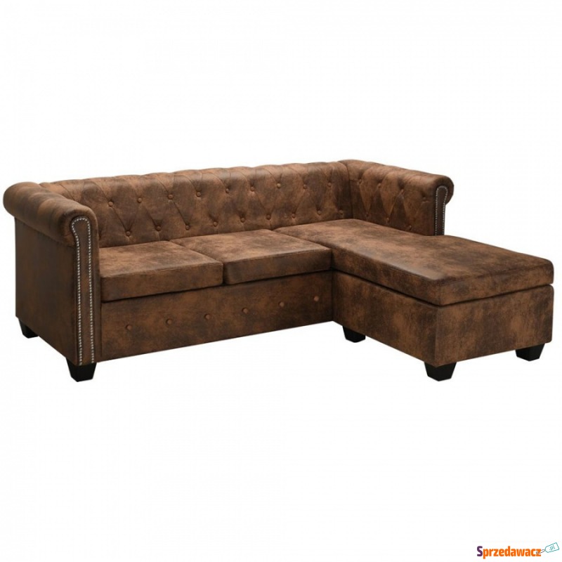 Sofa narożna w stylu Chesterfield, sztuczny z... - Sofy, fotele, komplety... - Świeradów-Zdrój