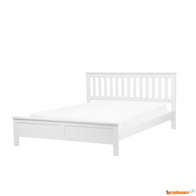 Łóżko drewniane 160 x 200 cm białe MAYENNE - Łóżka - Leszno
