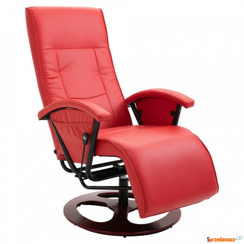 Fotel obrotowy czerwony sztuczna skóra - Krzesła biurowe - Gościęcin