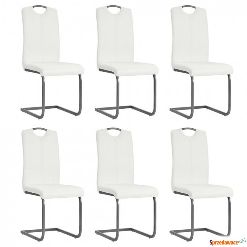 Krzesła do jadalni 6 szt. sztuczna skóra białe - Krzesła do salonu i jadalni - Skierniewice