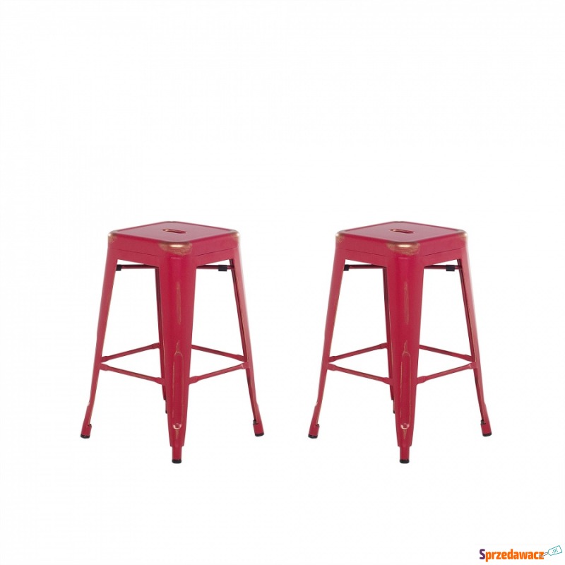 Zestaw 2 krzeseł barowych czerwono-złote wyso... - Taborety, stołki, hokery - Zaścianki