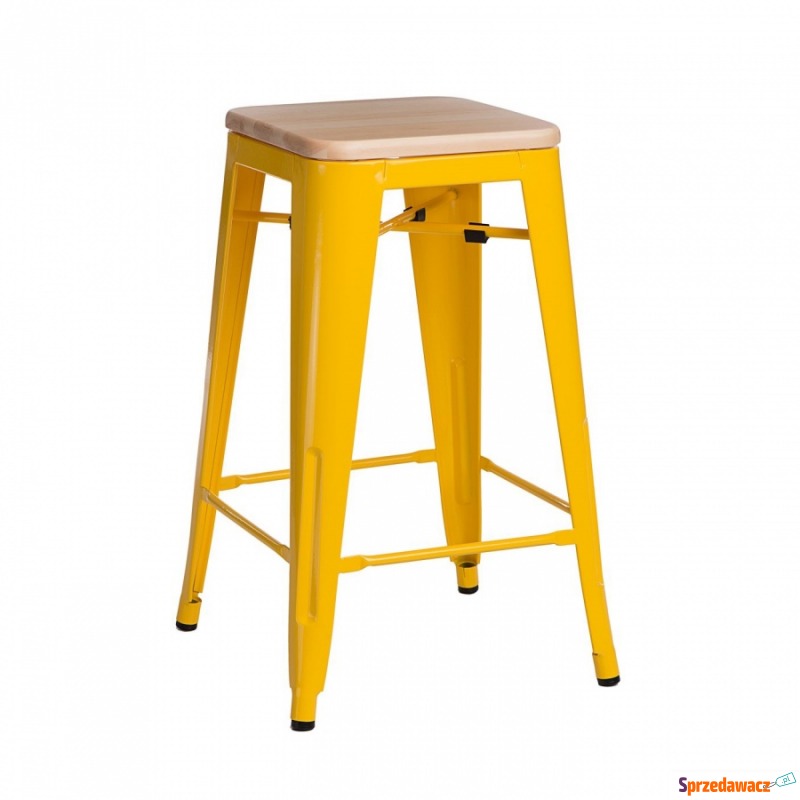 Krzesło barowe Paris Wood D2 75cm żółte/sosna... - Taborety, stołki, hokery - Ustka