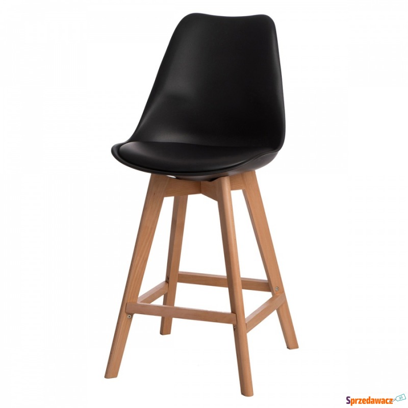 Krzesło barowe Norden wood low PP czarne - Taborety, stołki, hokery - Grudziądz