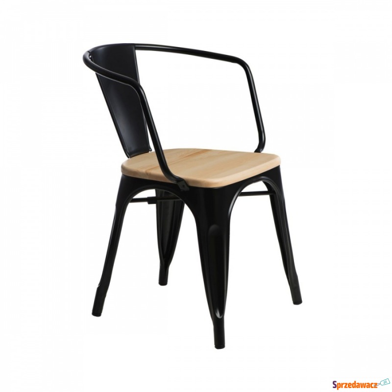 Krzesło Paris Arms Wood D2 czarne/sosna naturalna - Krzesła do salonu i jadalni - Police