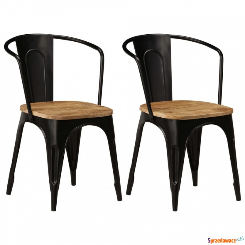 Krzesła do kuchni 2 szt. czarne mango - Krzesła kuchenne - Białogard