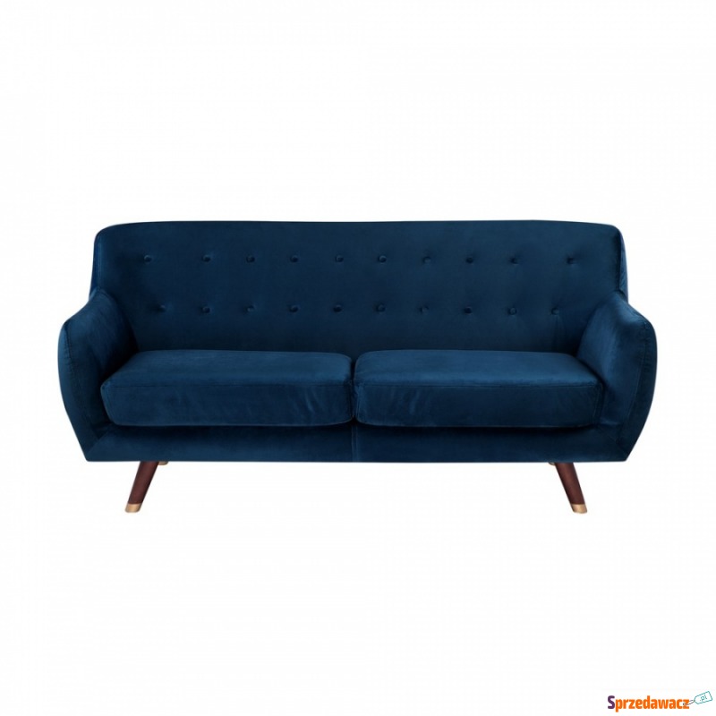 Sofa 3-osobowa welurowa niebieska BODO - Sofy, fotele, komplety... - Pilchowo