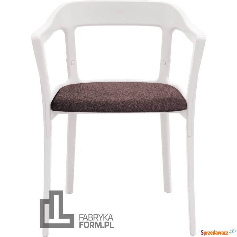 Krzesło Steelwood tapicerowane biało-brązowe - Sofy, fotele, komplety... - Pruszków