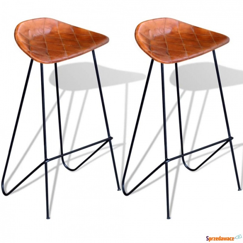 Krzesła barowe z prawdziwej skóry 2 szt. brązowe - Taborety, stołki, hokery - Nowa Ruda
