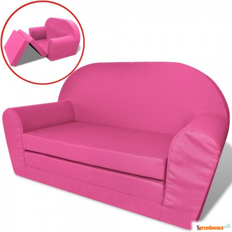 Sofa amerykanka dziecięca różowa - Sofy, fotele, komplety... - Lubin