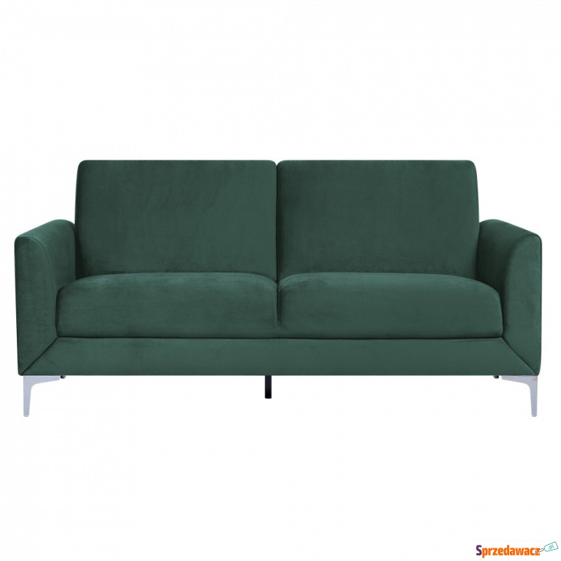 Sofa trzyosobowa welur zielona FENES - Sofy, fotele, komplety... - Będzin