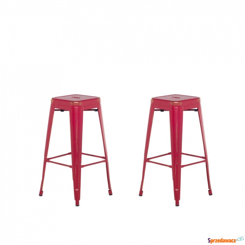 Zestaw 2 krzeseł barowych czerwono-złote wyso... - Taborety, stołki, hokery - Zieleniewo