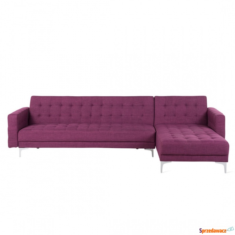 Sofa lewostronna fioletowa tapicerowana rozkł... - Sofy, fotele, komplety... - Konin