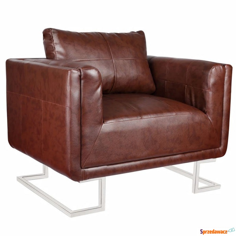 Fotel w formie kostki ze skóry syntetycznej brązowy - Krzesła biurowe - Kielce