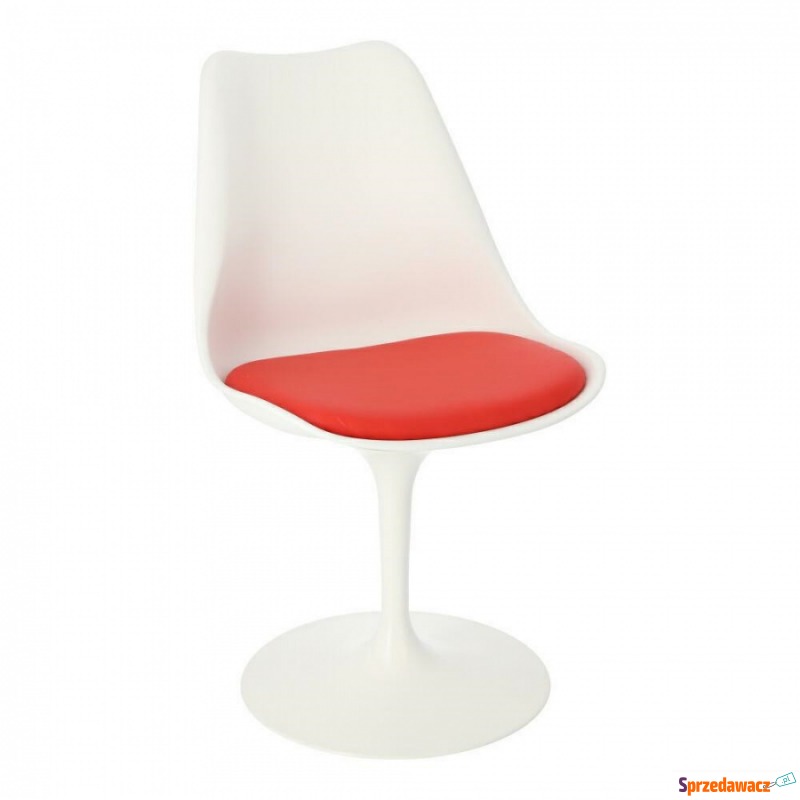 Krzesło Tulip Basic białe/czerwo na poduszka - Krzesła do salonu i jadalni - Legnica