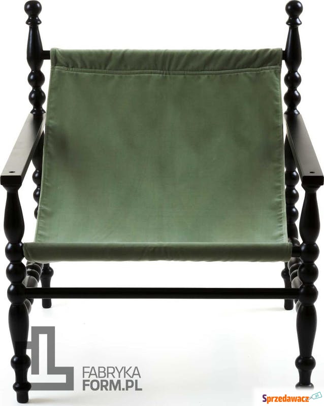 Fotel Heritage z czarną ramą zielony welwetowy - Sofy, fotele, komplety... - Nysa