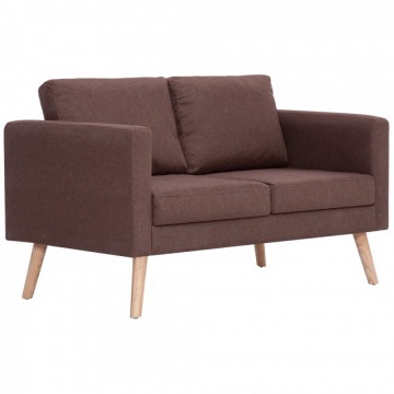 2-osobowa sofa tapicerowana tkaniną brązowa