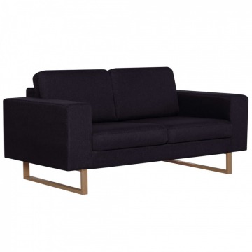 Sofa 2-osobowa tapicerowana tkaniną czarna