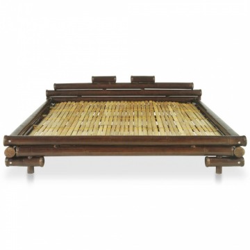 Łóżko bambusowe, 160 x 200 cm, ciemny brąz