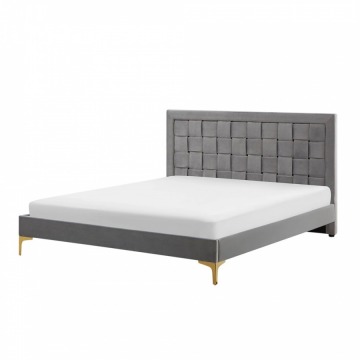 Łóżko welurowe 140 x 200 cm szare LIMOUX
