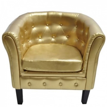 Półokrągły fotel ze skóry syntetycznej złoty