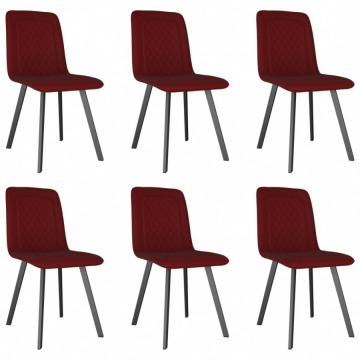 Krzesła do kuchni 6 szt. czerwone aksamitne