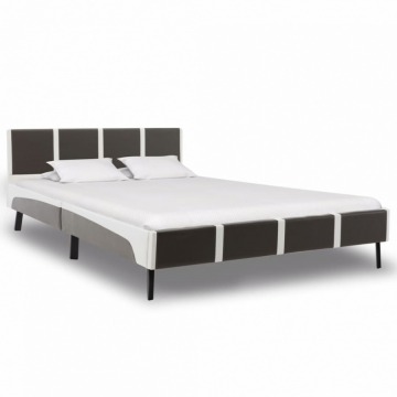 Rama łóżka, szaro-biała, sztuczna skóra, 120 x 200 cm