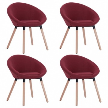 Krzesła do jadalni 4 szt. czerwone wino tapicerowane tkaniną