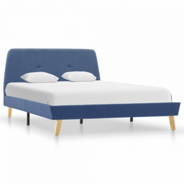 Rama łóżka, niebieska, tapicerowana tkaniną, 120 x 200 cm