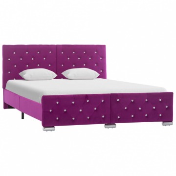Rama łóżka, fioletowa, tapicerowana tkaniną, 140 x 200 cm