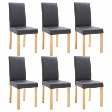 Krzesła stołowe, 6 szt., szare, sztuczna skóra