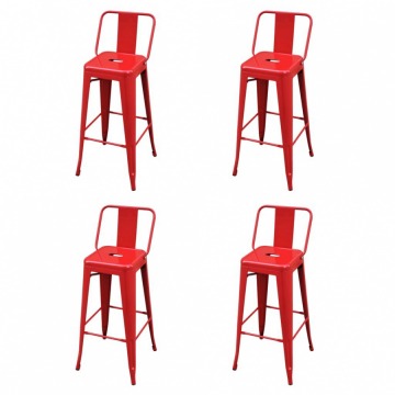 Krzesła barowe 4 szt. czerwone stalowe