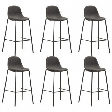 Krzesła barowe 6 szt. ciemnoszare tapicerowane tkaniną