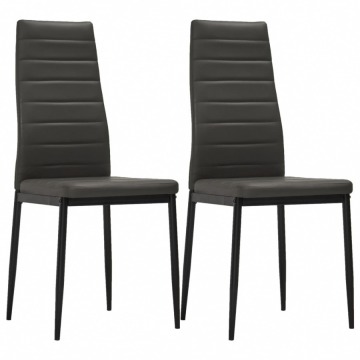 Krzesła jadalniane, 2 szt., szare, sztuczna skóra