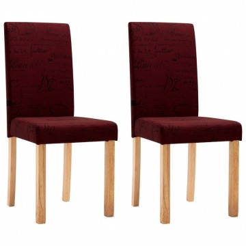 Krzesła stołowe, 2 szt., winna czerwień, tapicerowane tkaniną