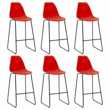Krzesła barowe 6 szt czerwone plastik
