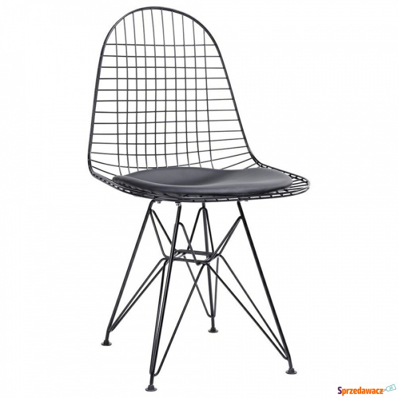 Krzesło DSR NET BLACK czarne - czarna poduszka - Krzesła do salonu i jadalni - Malbork