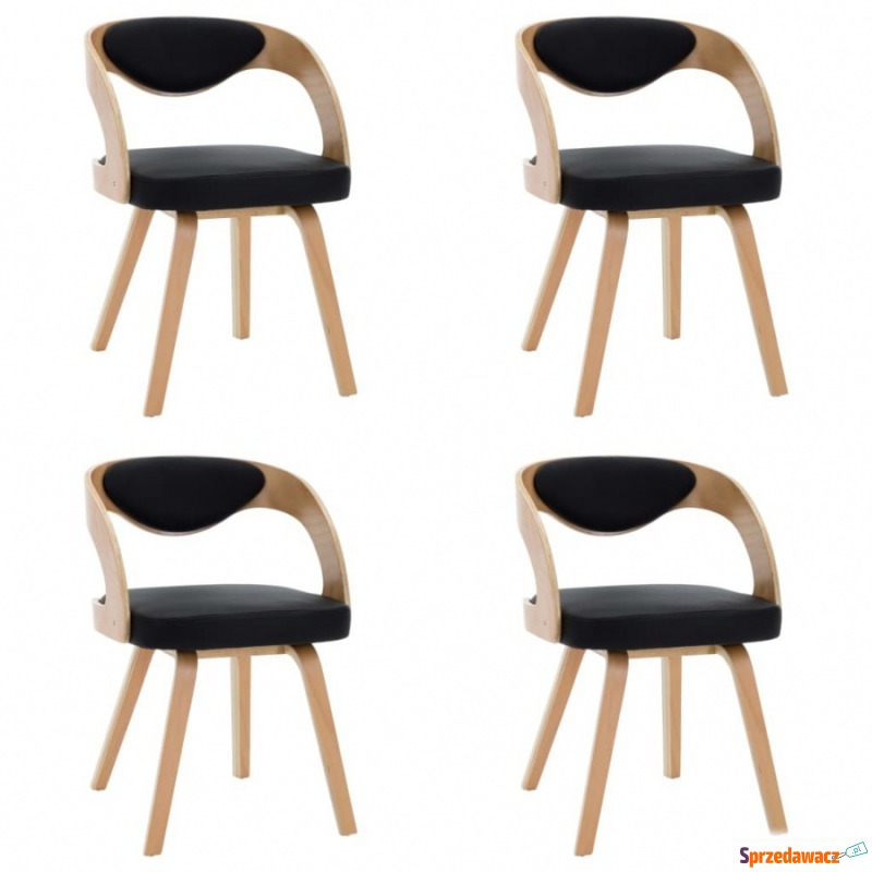 Krzesła do jadalni 4 szt. czarne gięte drewno... - Krzesła do salonu i jadalni - Leszno